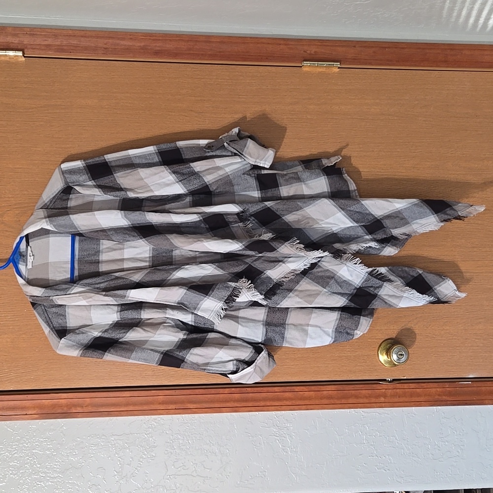 Maurices Plaid Open Front Waterfall Cardigan